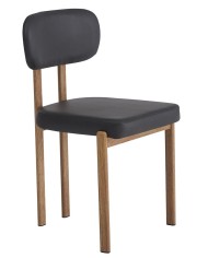 Silla MESINA, metal acabado de color madera, similpiel negra