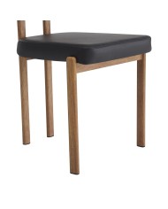 Silla MESINA, metal acabado de color madera, similpiel negra