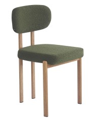 Silla MESINA, metal acabado de color madera, tejido bouclé verde oscuro 23