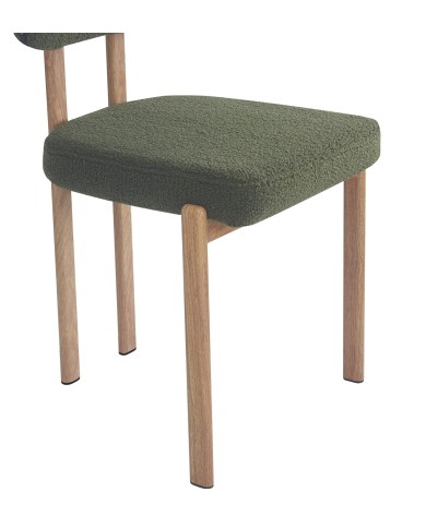 Silla MESINA, metal acabado de color madera, tejido bouclé verde oscuro 23
