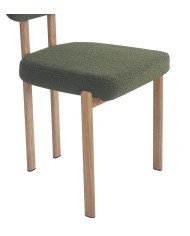Silla MESINA, metal acabado de color madera, tejido bouclé verde oscuro 23