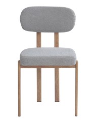 Silla MESINA, metal acabado de color madera, tejido bouclé gris 24