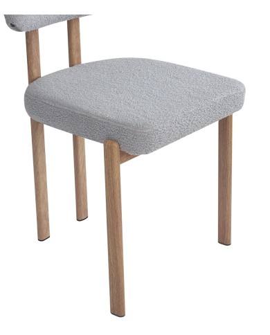 Silla MESINA, metal acabado de color madera, tejido bouclé gris 24