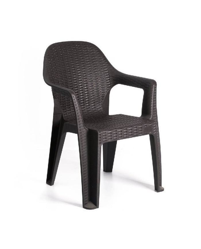 Sillón CIES, apilable, polipropileno marrón chocolate