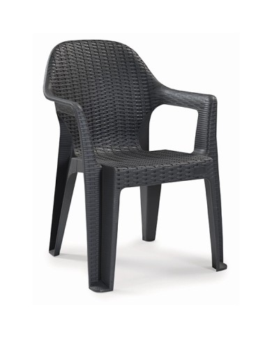 Sillón CIES, apilable, polipropileno antracita