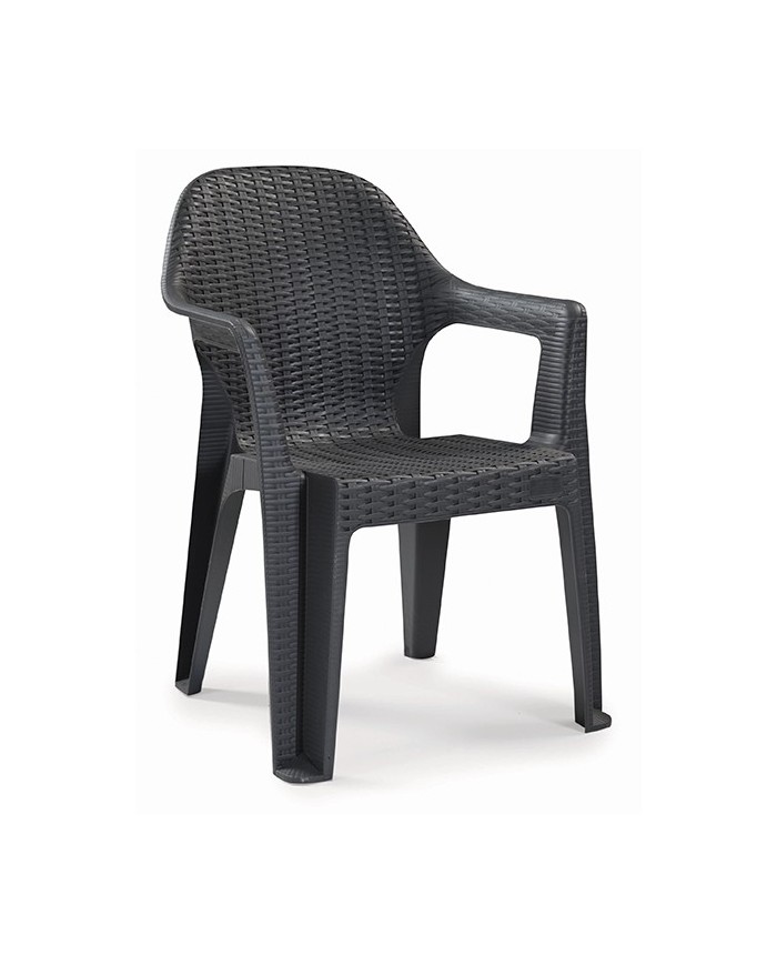 Sillón CIES, apilable, polipropileno antracita