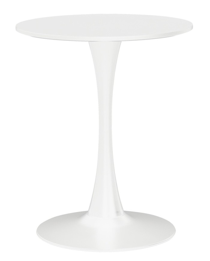 Mesa TUL (SI), base de metal, tapa lacada blanca, 60 cms de diámetro