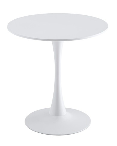 Mesa TUL (SI), base de metal, tapa lacada blanca, 70 cms de diámetro