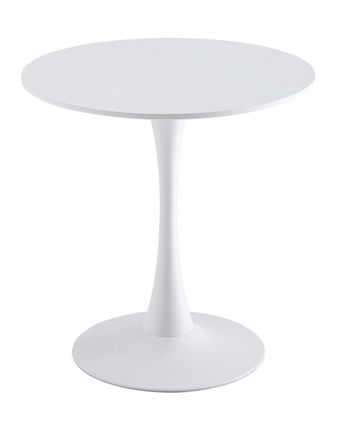 Mesa TUL (SI), base de metal, tapa lacada blanca, 70 cms de diámetro