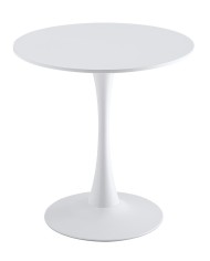 Mesa TUL (SI), base de metal, tapa lacada blanca, 70 cms de diámetro