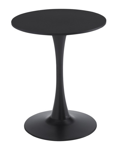 Mesa TUL (SI), base de metal, tapa lacada negra, 60 cms de diámetro