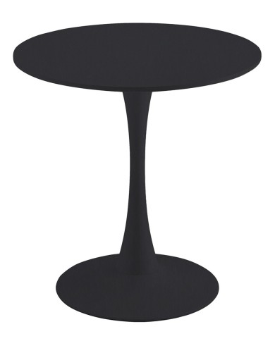 Mesa TUL (SI), base de metal, tapa lacada negra, 70 cms de diámetro