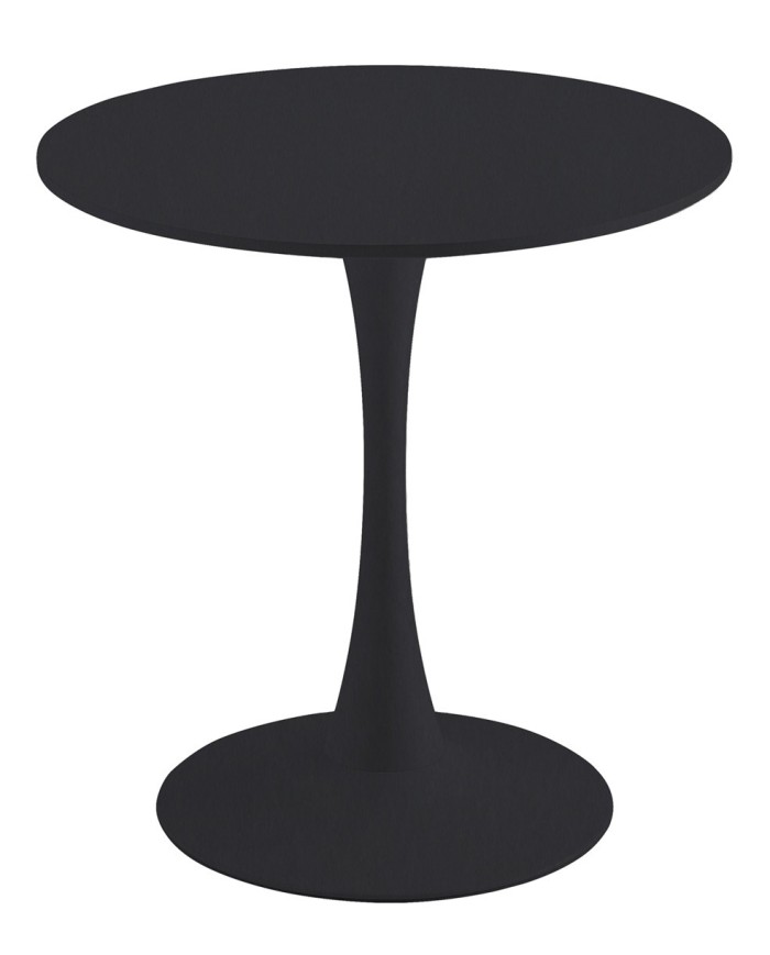 Mesa TUL (SI), base de metal, tapa lacada negra, 70 cms de diámetro