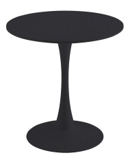 Mesa TUL (SI), base de metal, tapa lacada negra, 70 cms de diámetro