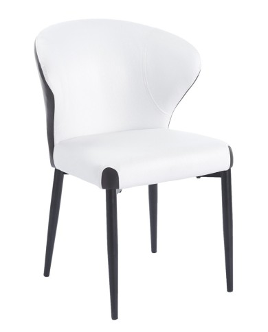 Silla DAVOS, metal, tapizado similpiel marrón y blanco