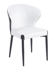 Silla DAVOS, metal, tapizado similpiel marrón y blanco