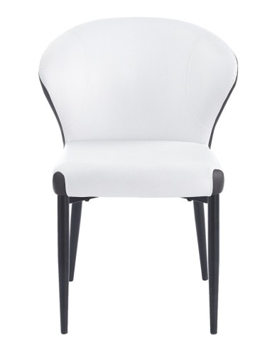 Silla DAVOS, metal, tapizado similpiel marrón y blanco