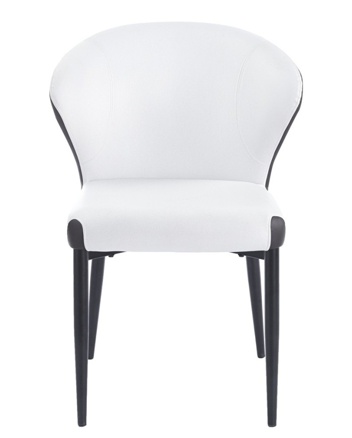 Silla DAVOS, metal, tapizado similpiel marrón y blanco