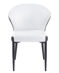 Silla DAVOS, metal, tapizado similpiel marrón y blanco