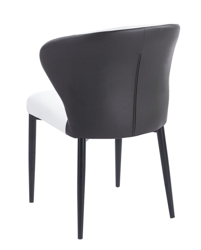 Silla DAVOS, metal, tapizado similpiel marrón y blanco