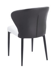 Silla DAVOS, metal, tapizado similpiel marrón y blanco