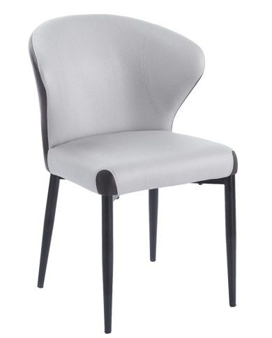 Silla DAVOS, metal, tapizado similpiel marrón y gris