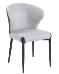 Silla DAVOS, metal, tapizado similpiel marrón y gris