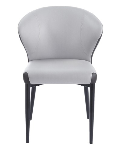 Silla DAVOS, metal, tapizado similpiel marrón y gris
