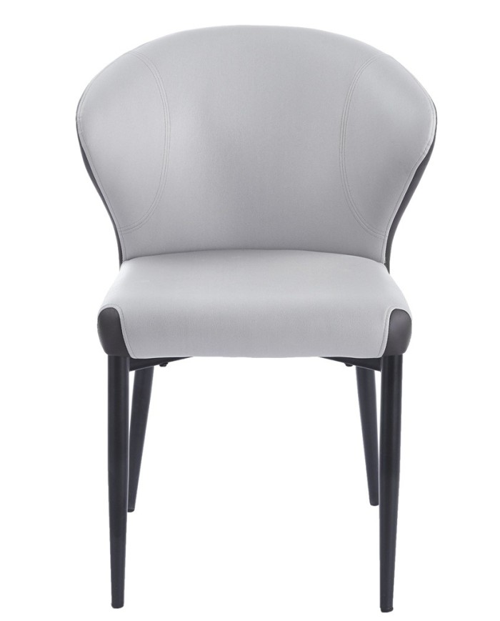 Silla DAVOS, metal, tapizado similpiel marrón y gris