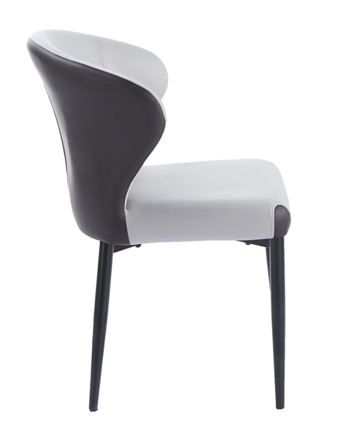 Silla DAVOS, metal, tapizado similpiel marrón y gris