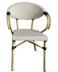 Sillón NERJA, apilable, aluminio, mesh beige y marrón