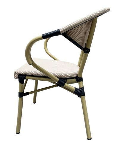 Sillón NERJA, apilable, aluminio, mesh beige y marrón