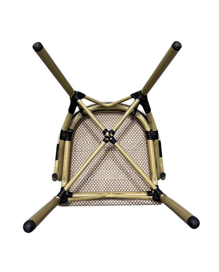 Sillón NERJA, apilable, aluminio, mesh beige y marrón