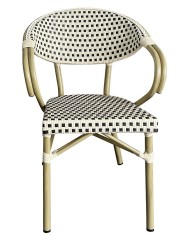 Sillón NERJA, apilable, aluminio, ratán beige y marrón