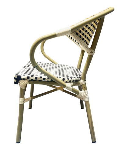 Sillón NERJA, apilable, aluminio, ratán beige y marrón