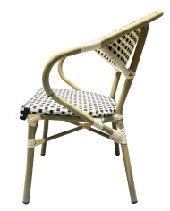 Sillón NERJA, apilable, aluminio, ratán beige y marrón