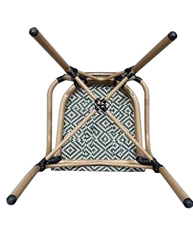 Sillón TARAMAY, apilable, aluminio, mesh crema y verde