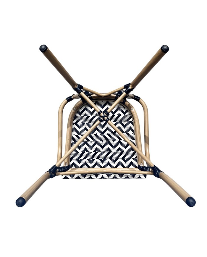 Sillón TARAMAY, apilable, aluminio, mesh blanco y negro