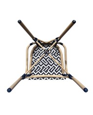 Sillón TARAMAY, apilable, aluminio, mesh blanco y negro