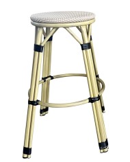 Taburete NERJA, apilable, aluminio, mesh beige y marrón