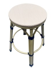 Taburete NERJA, apilable, aluminio, mesh beige y marrón