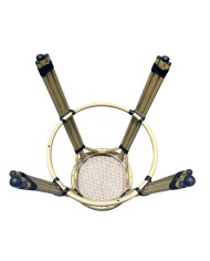 Taburete NERJA, apilable, aluminio, mesh beige y marrón