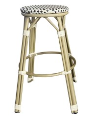 Taburete NERJA, apilable, aluminio, ratán beige y marrón