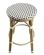 Taburete NERJA, apilable, aluminio, ratán beige y marrón