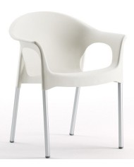 Sillón NILO, aluminio, apilable, polipropileno blanco
