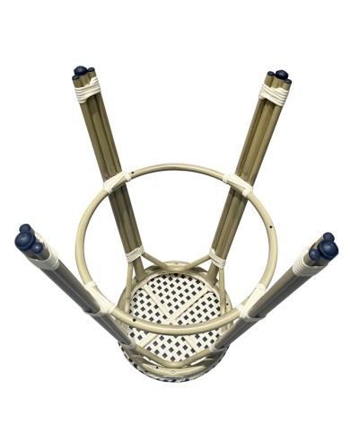 Taburete NERJA, apilable, aluminio, ratán beige y marrón