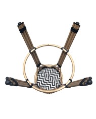 Taburete TARAMAY, apilable, aluminio, mesh blanco y negro