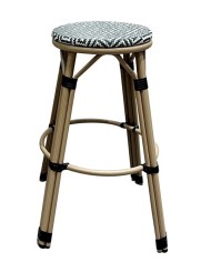 Taburete TARAMAY, apilable, aluminio, mesh crema y verde