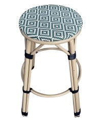 Taburete TARAMAY, apilable, aluminio, mesh crema y verde