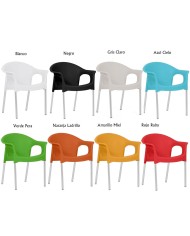 Sillón NILO, aluminio, apilable, polipropileno blanco